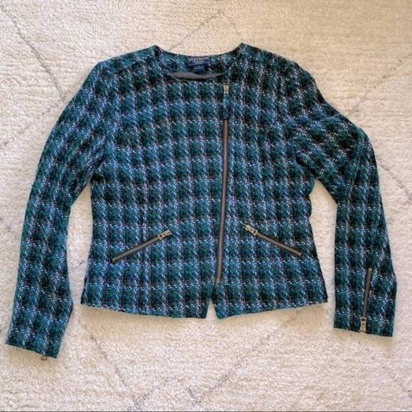 LUCKY BRAND Tweed Moto Jacket Size L - Picture 2 of 10